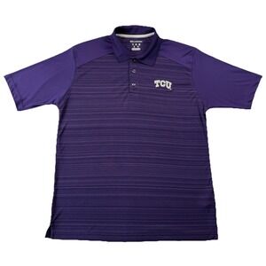 TCU Texas Christian Univ Champion Elite Purple Stripe Golf Polo Shirt Mens Med